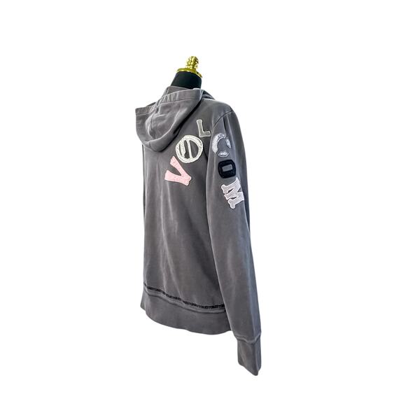 Y2K Volcom Grey Hoodie with Patch Logos - Size L - Picture 2 of 7